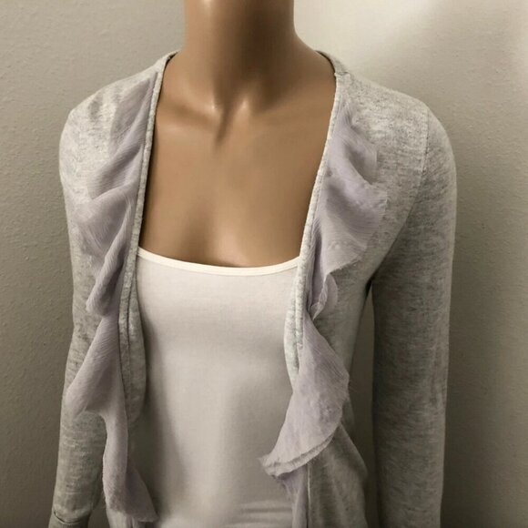Hollister Womens Ruffle Cascade Cardigan Size Small Sweater Gray Sweater - Picture 3 of 4